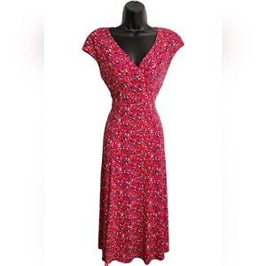 ☆Evan Picone Pink Multicolored Geo Print Midi Dress☆